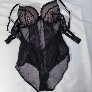 Jessica Simpson Black Lace Teddy Pushup Padded Bodysuit Sexy Feminine S